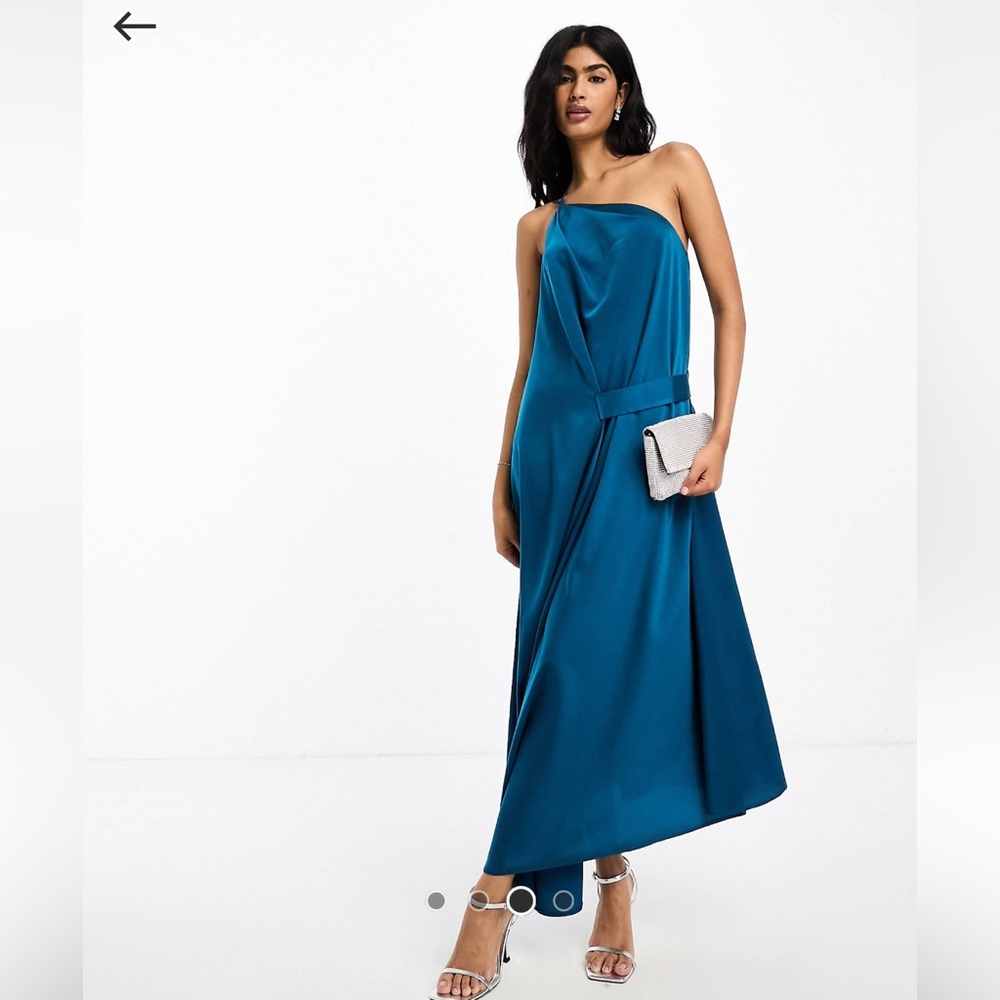 ASOS DESIGN satin one shoulder midi dress